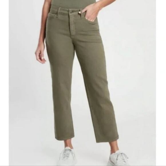 Athleta Denim - ATHLETA Women's Olive Green Flex Straight Leg Crop Jeans. Size 4